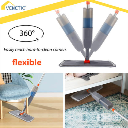 FreClean Microfiber Spray Mop for Floor Cleaning with Reusable Pads and Refillable Sprayer ➡ CS-00043
