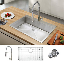 Load image into Gallery viewer, VENETIO 33 Inch Dual Mount Stainless Steel Kitchen Sink with Faucet Combo - Single Bowl, All-in-One Undermount or Drop-In Sink ➡ K-00021