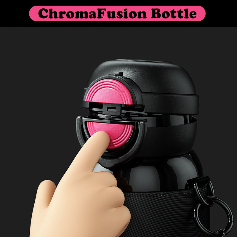 VENETIO ChromaFusion Water Bottle Cup 550ml/ 18.6oz, Radiant Rose & Classic Black Edition Hydration Vacuum Cup - Uniquely Yours | Gifts for Her Him ➡ K-00009