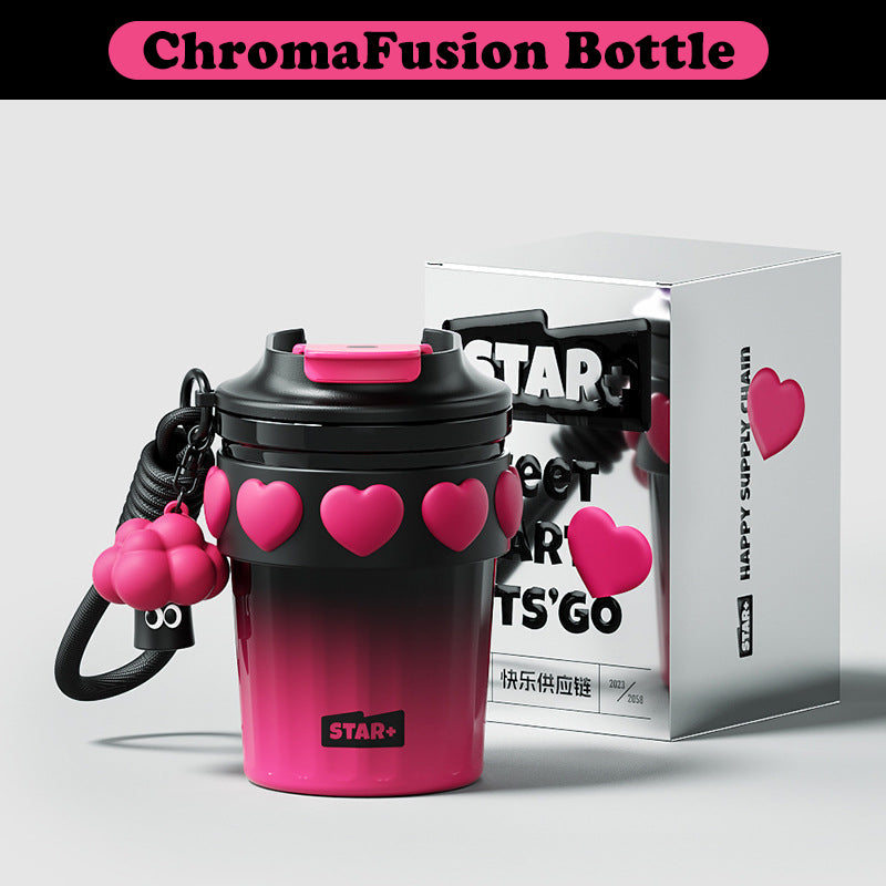 VENETIO ChromaFusion Water Bottle Cup 380ml/ 12.85oz, Radiant Rose & Classic Black Edition Hydration Vacuum Cup - Uniquely Yours | Gifts for Her Him ➡ K-00006