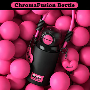 VENETIO ChromaFusion Water Bottle Cup 550ml/ 18.6oz, Radiant Rose & Classic Black Edition Hydration Vacuum Cup - Uniquely Yours | Gifts for Her Him ➡ K-00009