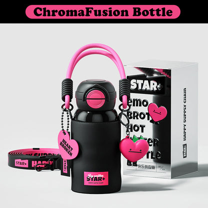 VENETIO ChromaFusion Water Bottle Cup 550ml/ 18.6oz, Radiant Rose & Classic Black Edition Hydration Vacuum Cup - Uniquely Yours | Gifts for Her Him ➡ K-00009