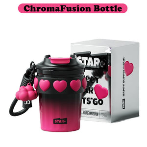 VENETIO ChromaFusion Water Bottle Cup 380ml/ 12.85oz, Radiant Rose & Classic Black Edition Hydration Vacuum Cup - Uniquely Yours | Gifts for Her Him ➡ K-00006