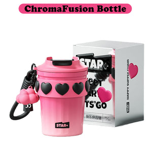 VENETIO ChromaFusion Water Bottle Cup 380ml/ 12.85oz, Radiant Rose & Classic Black Edition Hydration Vacuum Cup - Uniquely Yours | Gifts for Her Him ➡ K-00006