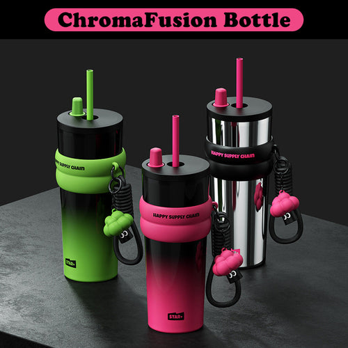 VENETIO ChromaFusion Water Bottle Cup 710ml/ 24.01oz, Radiant Rose & Classic Black Edition Hydration Vacuum Cup - Uniquely Yours | Gifts for Her Him ➡ K-00011