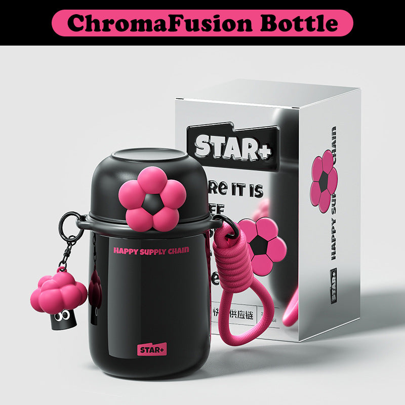 VENETIO ChromaFusion Water Bottle Cup 450ml/ 15.22oz, Radiant Rose & Classic Black Edition Hydration Vacuum Cup - Uniquely Yours | Gifts for Her Him ➡ K-00014