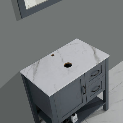 30" Grey Bathroom Vanity with Mirror and Top Only