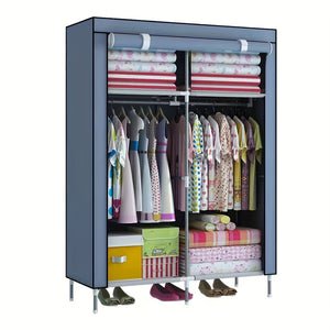 VENETIO 1pc Closet Portable Wardrobe Clothes Storage Organizer With Hanging Rails, Non-Woven Fabric Wardrobe Freestanding Storage Shelves ➡ SO-00015
