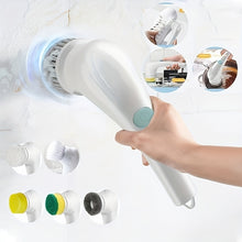 Cargar imagen en el visor de la galería, VENETIO Electric Spin Scrubber - 7pcs Set with 5 Replaceable Brush Heads, USB Rechargeable 360° Power Mop for Wall and Bathtub Cleaning ➡ CS-00021