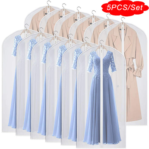 VENETIO 5pcs/set Dust-Proof Garment Bags for Long Dresses, Suits, and Coats - Protect Your Clothes with Zippered Closure and Closet Storage ➡ SO-00042