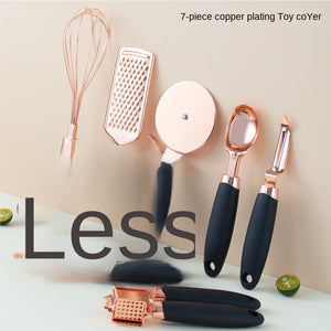 VENEITO 7-Piece Rose Gold Stainless Steel Kitchen Baking Tool Set - Perfect for Household Can Opener & Cheese Planer! ➡ K-00005