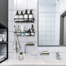 Laden Sie das Bild in den Galerie-Viewer, VENETIO Upgrade Your Shower with Rustproof Storage: 2/3/4pcs Wall Mounted Adhesive Shower Organizer Shelf with Hooks &amp; No Drilling! ➡ SO-00033