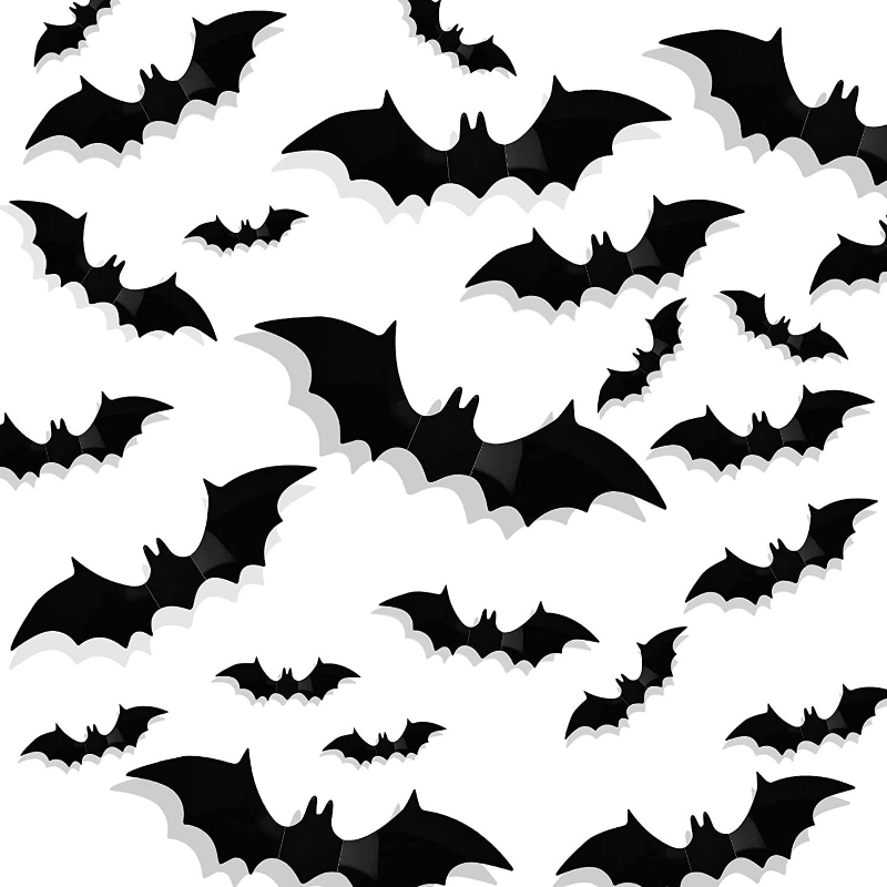VENETIO 48pcs Halloween Decoration: Transform Your Home with 3D Black PVC Bat Wall Stickers! ➡ OD-00009