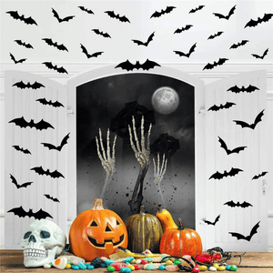 VENETIO 48pcs 3D Black PVC Bat Wall Stickers - Perfect Halloween Decoration to Transform Your Home ➡ OD-00009