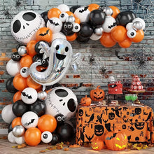 Laden Sie das Bild in den Galerie-Viewer, VENEITO Halloween Balloon Garland Kit with 105pcs Orange and Black Balloons, Featuring Ghost Skull Designs – Perfect for Nightmare Before Christmas, Day of the Dead, and More ➡ OD-00018