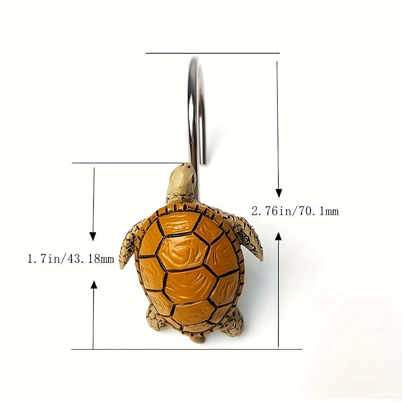 VENETIO 12pcs Adorable Turtle Shower Curtain Hooks - Rust-Proof Decorative Rings for Bathroom Shower Rods & Accessories ➡ SO-00032