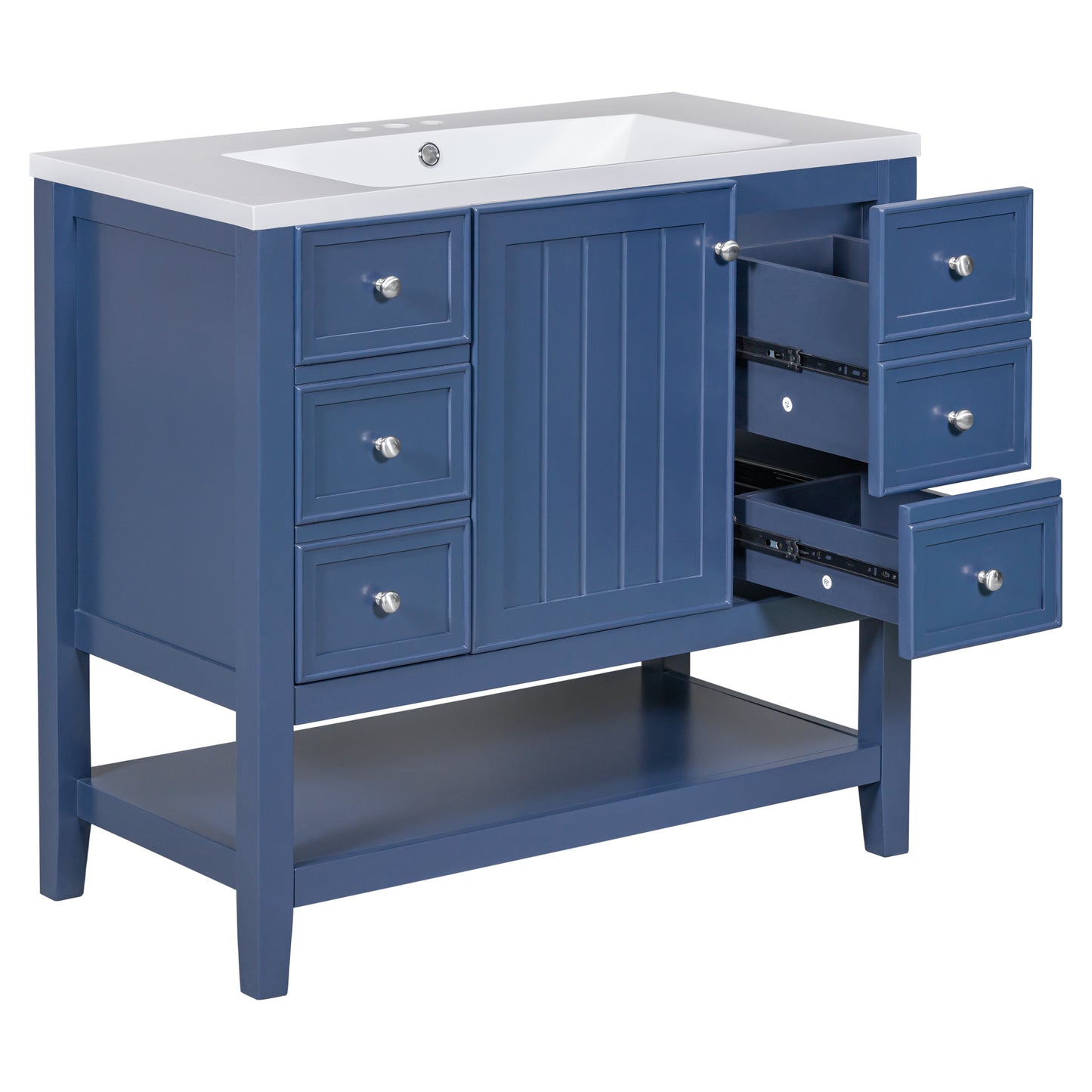 36" Blue Bathroom Vanity with Sink Combo Freestanding