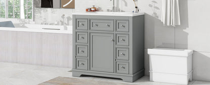 36" Grey Bathroom Vanity with Sink Combo Freestanding