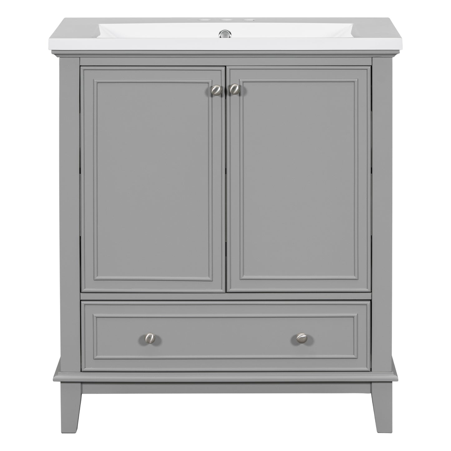 30" Grey Bathroom Vanity with Sink Freestanding Multifunctional Cabinet