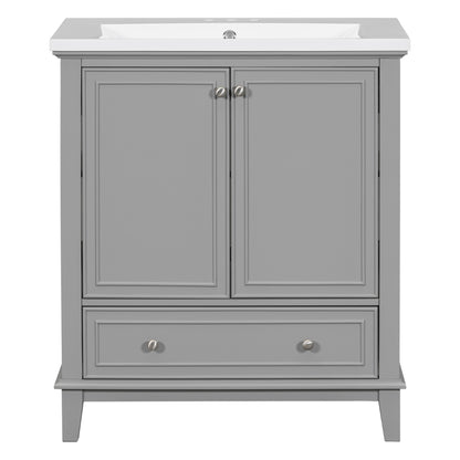 30" Grey Bathroom Vanity with Sink Freestanding Multifunctional Cabinet