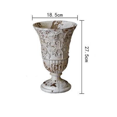 French Vintage Vase – Distressed White Baroque Flower Urn ✦ Palace Chic Decor