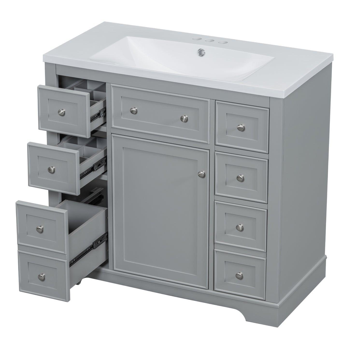 36" Grey Bathroom Vanity with Sink Combo Freestanding