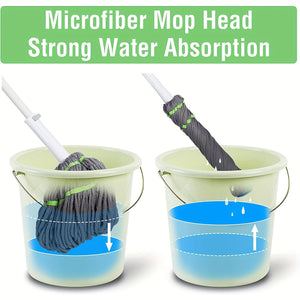VENETIO TwistEase Self-Wringing Mop, Microfiber Wet Mop with 3 Reusable Heads for Effortless Floor Cleaning ➡ CS-00031