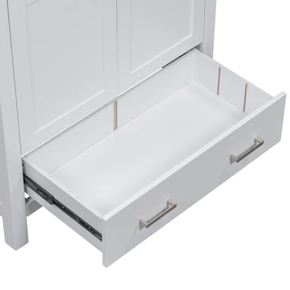 30" White Bathroom Vanity with Single Sink Freestanding Undermount Sink