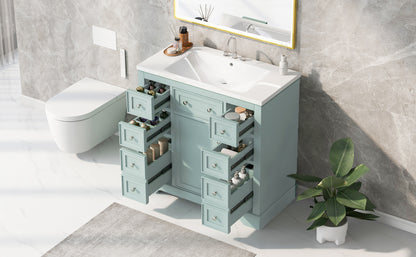 36" Green Bathroom Vanity with Sink Combo Freestanding