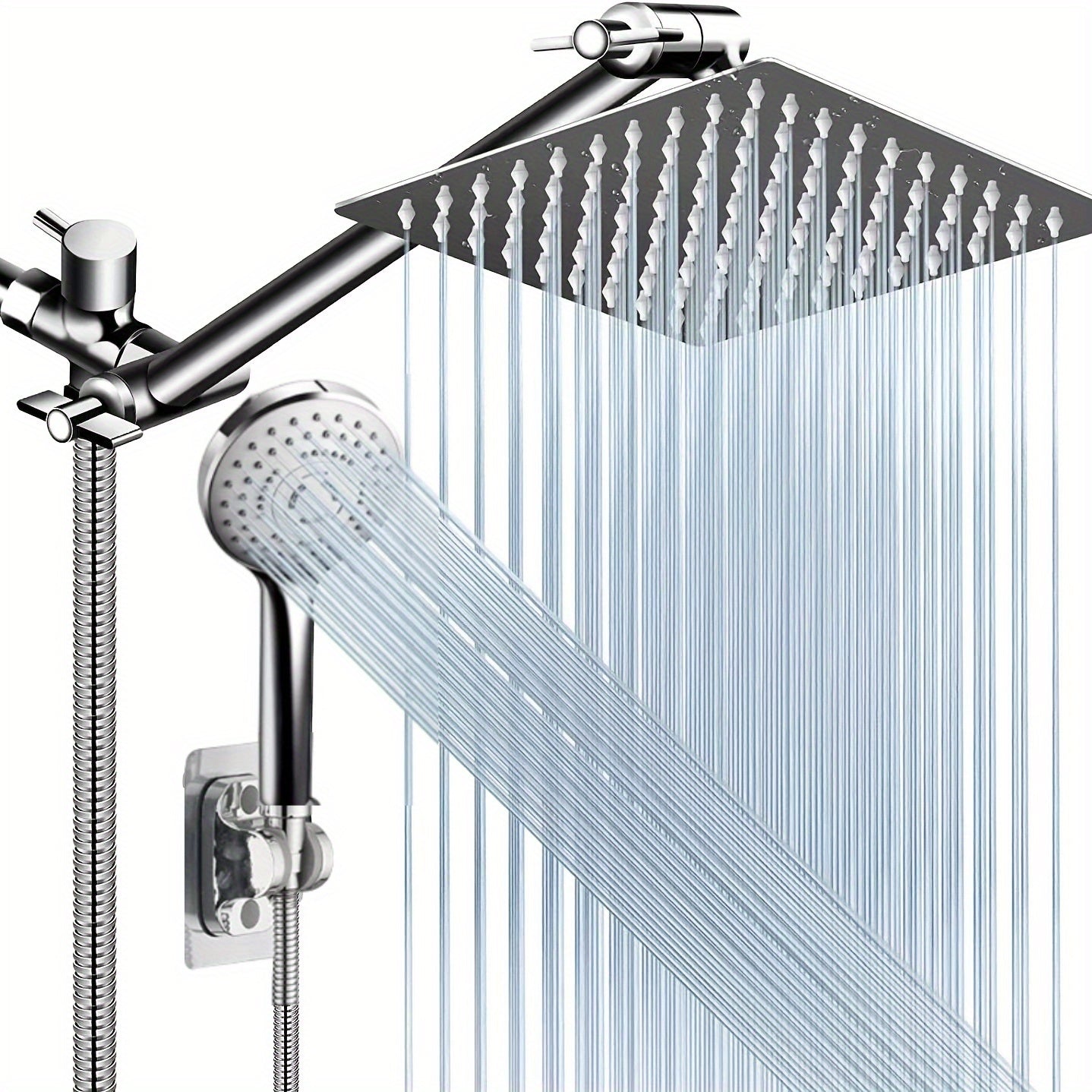 VENETIO 1set Shower Head With Handheld, High Pressure Rain Shower Head With 11 Inch Extension Arm, 5-mode Adjustable Leak Proof Shower Head With Bracket/hose, Height/Angle Adjustable ➡ BF-00003