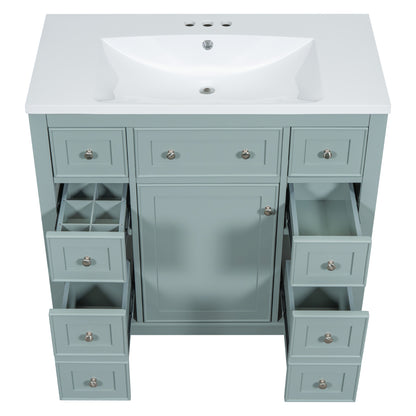 36" Green Bathroom Vanity with Sink Combo Freestanding