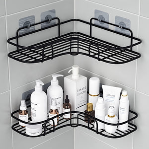 VENETIO 2pcs Punch-free Shower Corner Caddy, Toilet Corner Shelf, Toiletry Rack, Washroom Triangle Storage Rack, Wall Mounted Storage Rack For Bathroom ➡ SO-00003