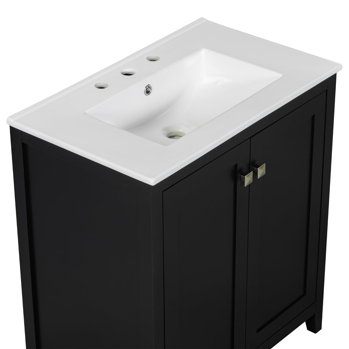 30" Freestanding Bathroom Vanity Combo with Ceramic Sink Shaker Style