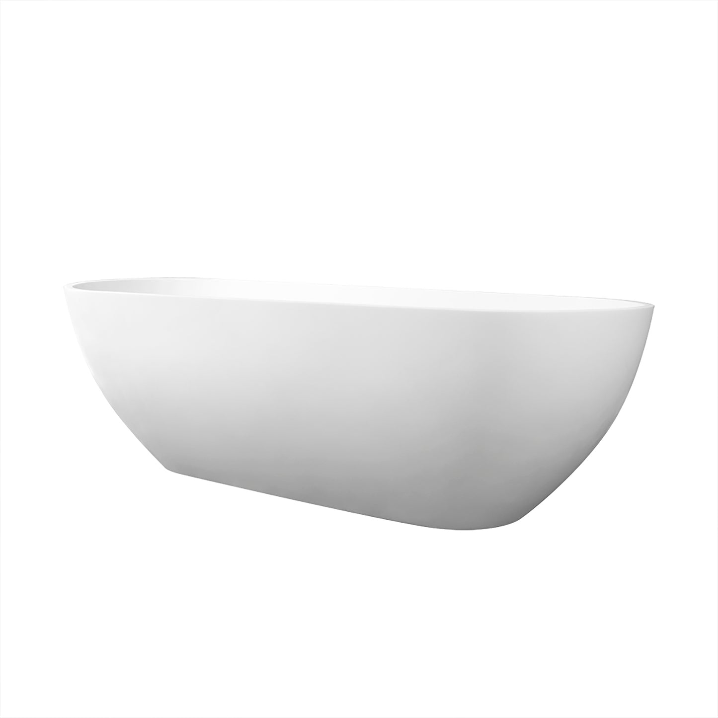 67" Matte White Freestanding Solid Surface Soaking Bathtub