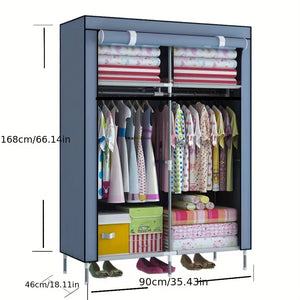 VENETIO 1pc Closet Portable Wardrobe Clothes Storage Organizer With Hanging Rails, Non-Woven Fabric Wardrobe Freestanding Storage Shelves ➡ SO-00015