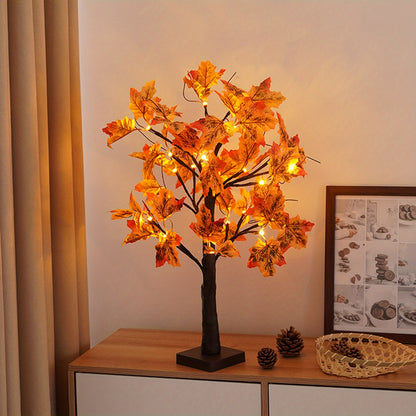 VENETIO 24 Inch Maple Tree Light - Perfect Autumn Gift, 24 LED Warm Lights, 24 Maple Leaves, Battery-Powered (Batteries Not Included), Ideal for Thanksgiving Decor, Living Room, Dining Table, Bedroom, Fireplace, Wall ➡ B-00013