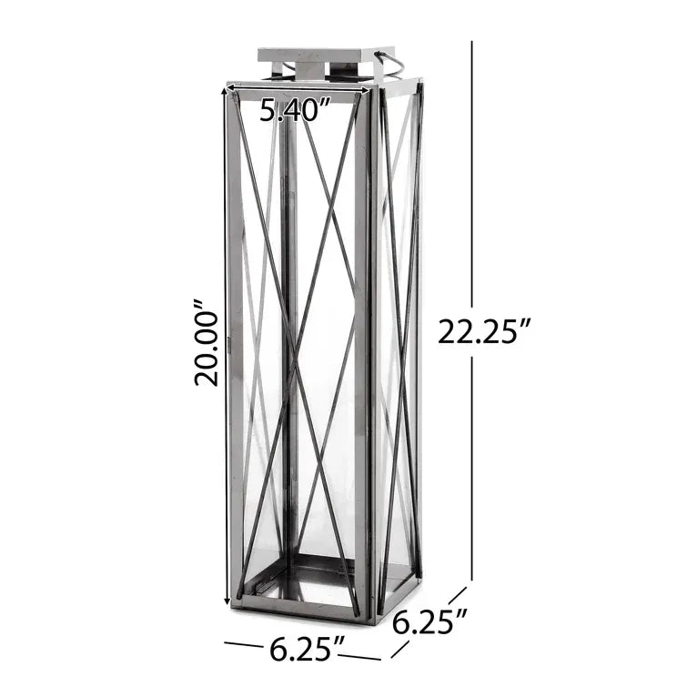 Diamond Square Stainless Steel Lantern