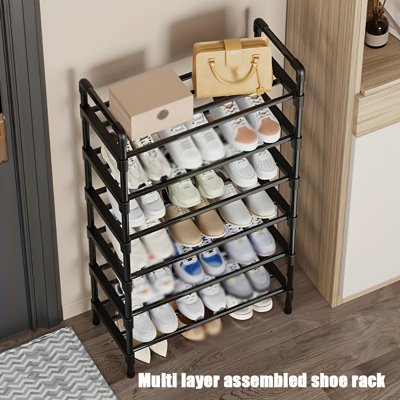 VENETIO Maximize Your Shoe Storage with this Stylish & Stackable Black Metal Shoe Rack - Perfect for Any Room! ➡ SO-00004