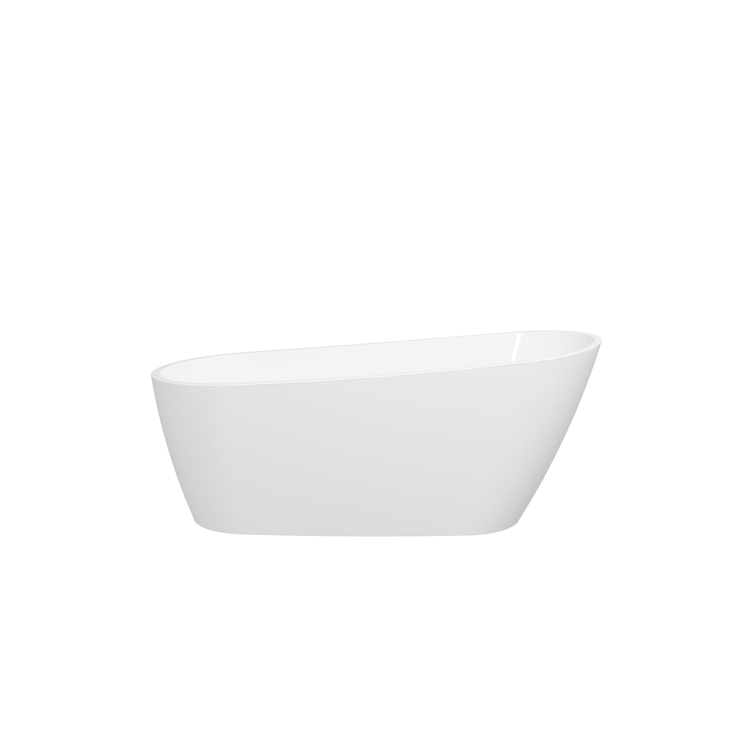 67" Glossy White Acrylic Freestanding Bathtub with Brushed Nickel Drain