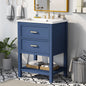 24" Blue Modern Bathroom Vanity with Top Sink Standing 2 Drawers