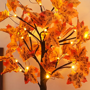VENETIO 24 Inch Maple Tree Light - Perfect Autumn Gift, 24 LED Warm Lights, 24 Maple Leaves, Battery-Powered (Batteries Not Included), Ideal for Thanksgiving Decor, Living Room, Dining Table, Bedroom, Fireplace, Wall ➡ B-00013