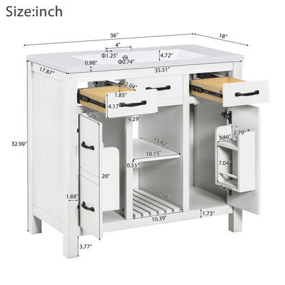 36" Bathroom Vanity with Undermount Sink Freestanding