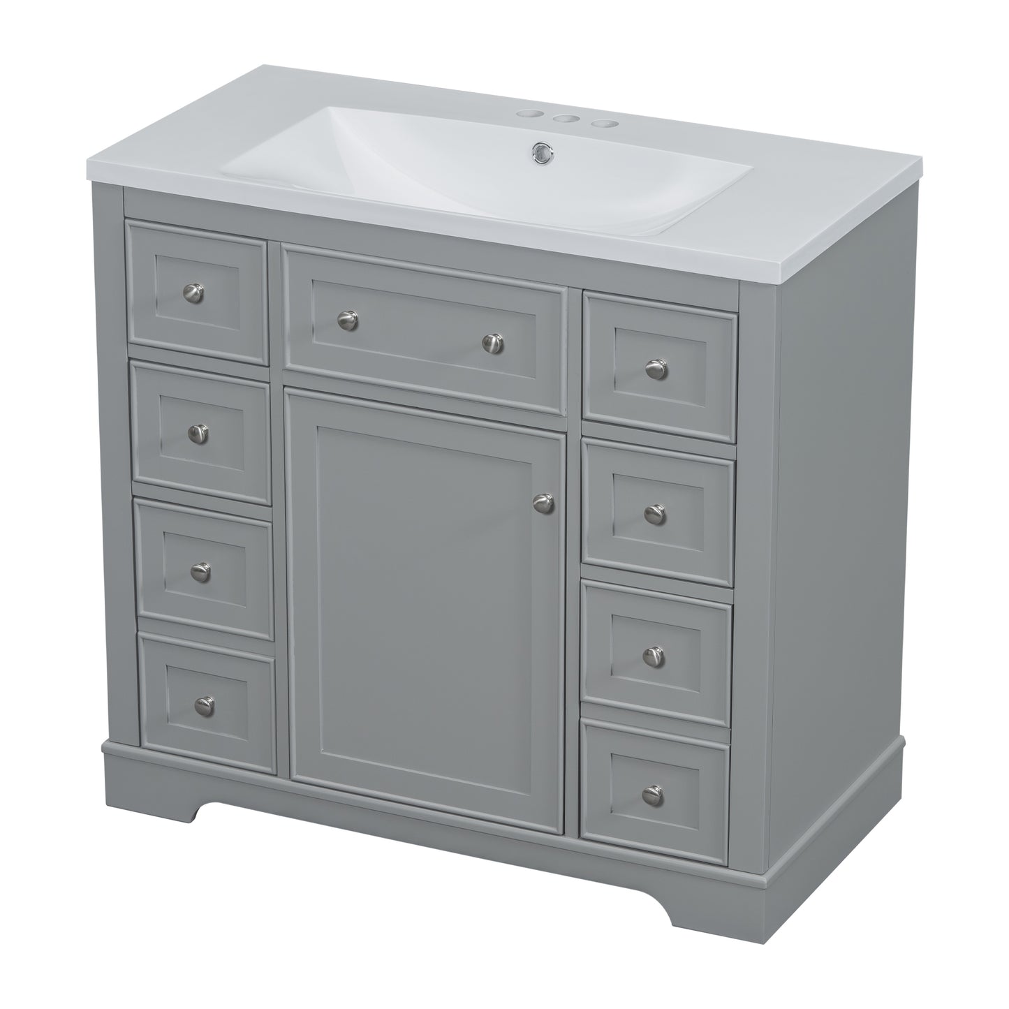 36" Grey Bathroom Vanity with Sink Combo Freestanding