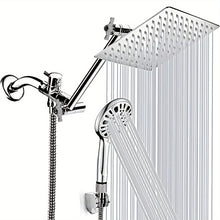 Charger l&#39;image dans la galerie, VENETIO 1set Shower Head With Hose, 8&#39;&#39; High Pressure Rain Shower Head, Handheld Shower Head Combo With 11&#39;&#39; Extension Arm, 9 Spray Settings Adjustable Shower Head With Holder, Height/Angle Adjustable ➡ BF-00001