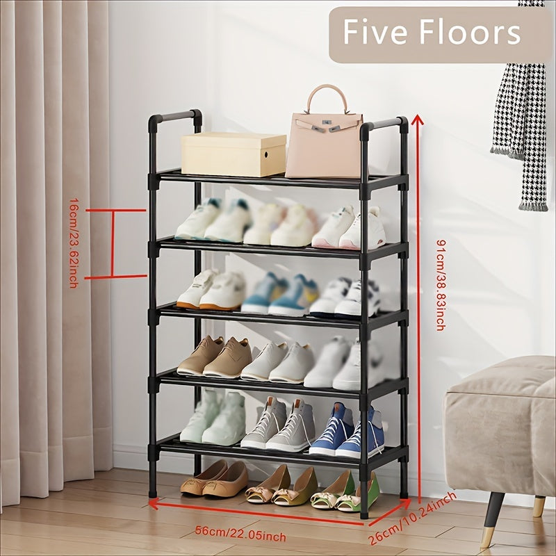 VENETIO Maximize Your Shoe Storage with this Stylish & Stackable Black Metal Shoe Rack - Perfect for Any Room! ➡ SO-00004