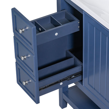 36" Blue Bathroom Vanity with Sink Combo Freestanding