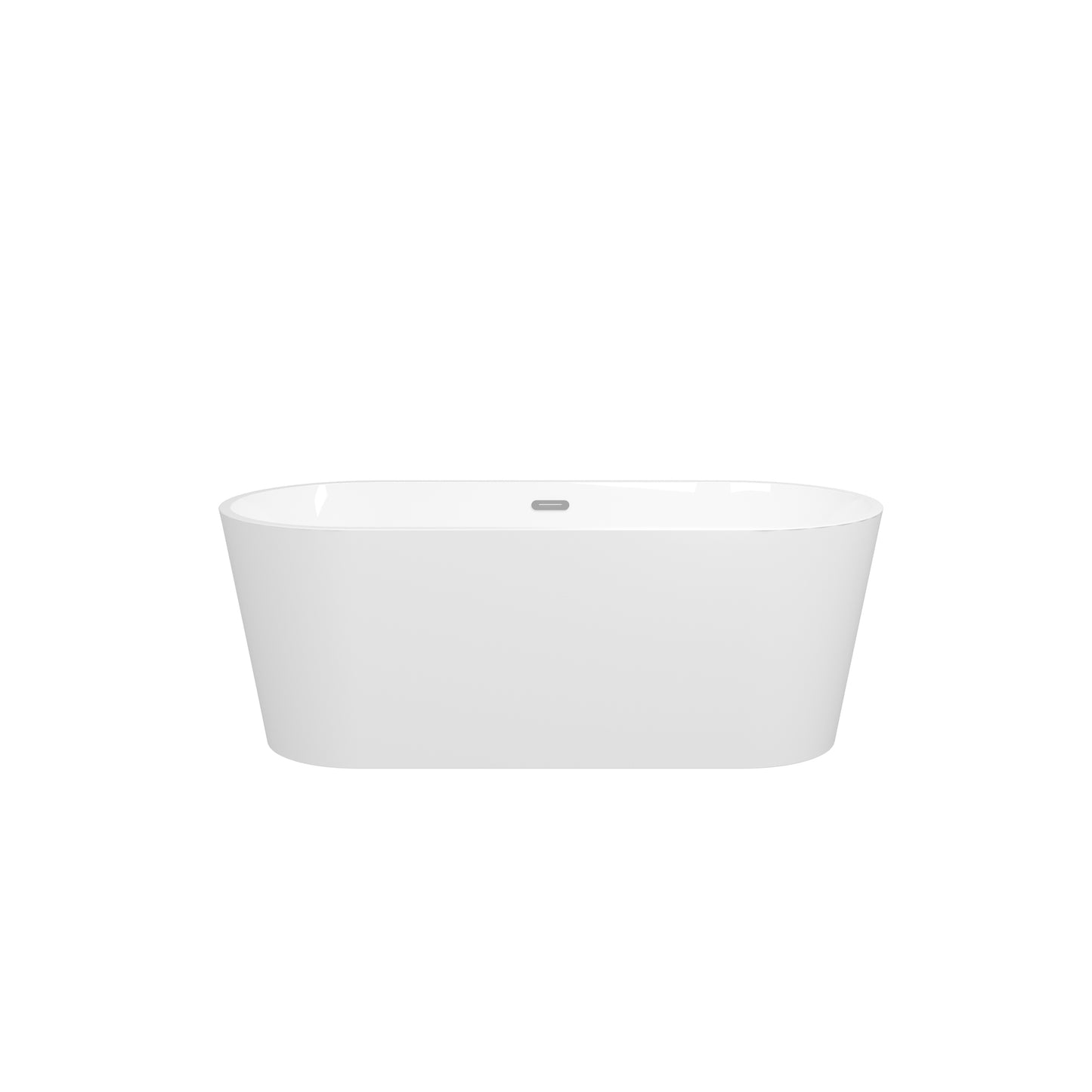 67" Glossy White Acrylic Freestanding Bathtub with Chrome Drain