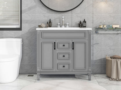 36" Modern Bathroom Vanity with Top Sink Freestanding