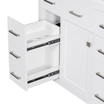 36" White Bathroom Vanity with Multifunctional Storage Space Freestanding