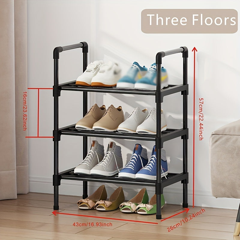 VENETIO Maximize Your Shoe Storage with this Stylish & Stackable Black Metal Shoe Rack - Perfect for Any Room! ➡ SO-00004